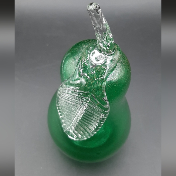 Rare Rossi Glass Green Pear Handmade In Canada Signed Maria 6" Tall - Picture 6 of 7